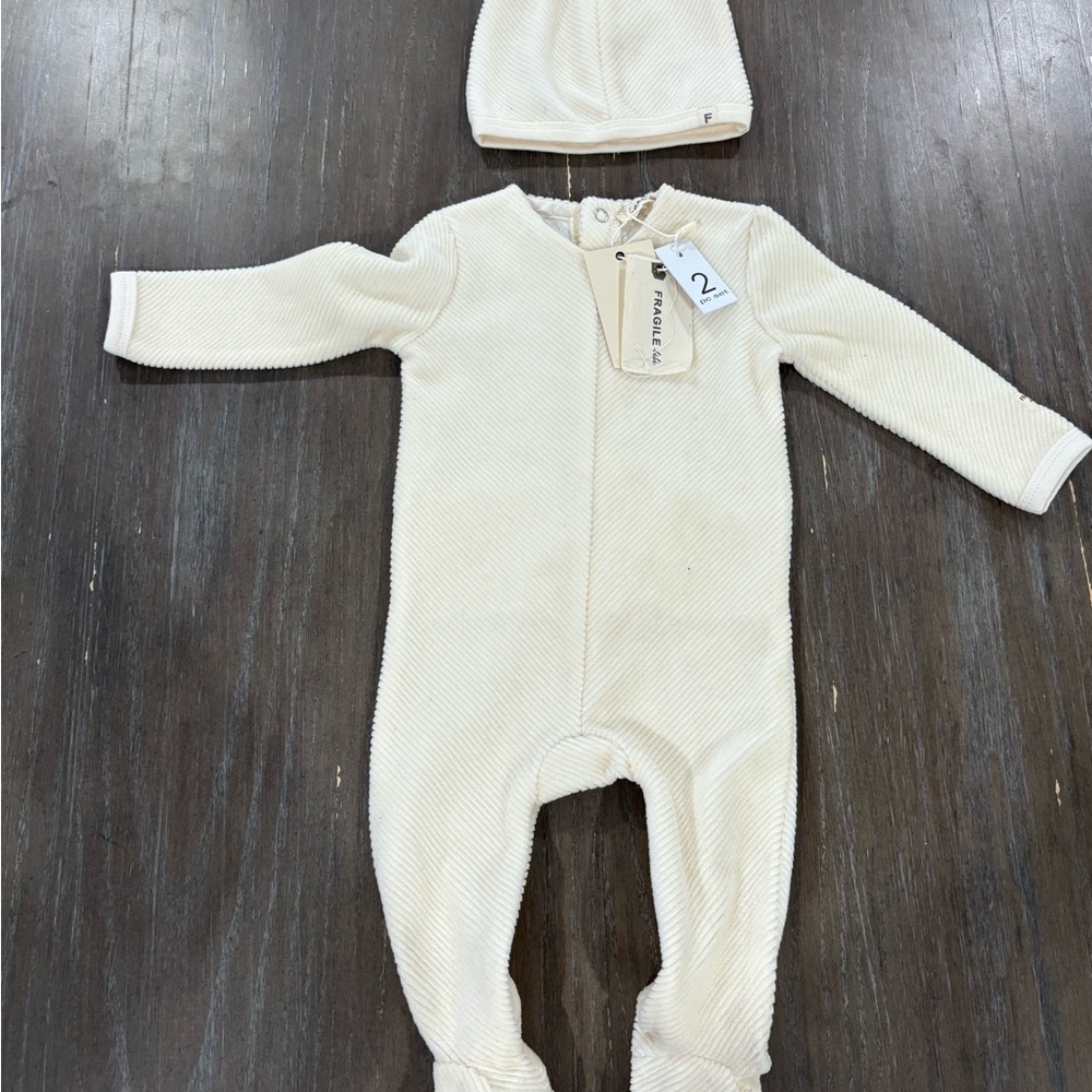 Cream Baby One Piece with Hat